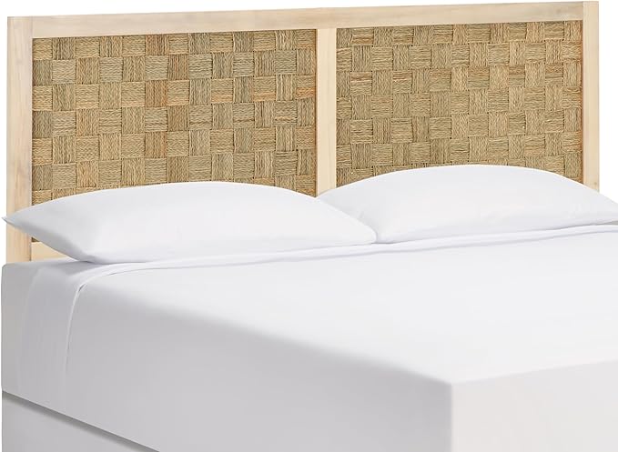 SAFAVIEH Home Collection Halvor Rattan King Size Headboard White Wash Frame & Natural Brown