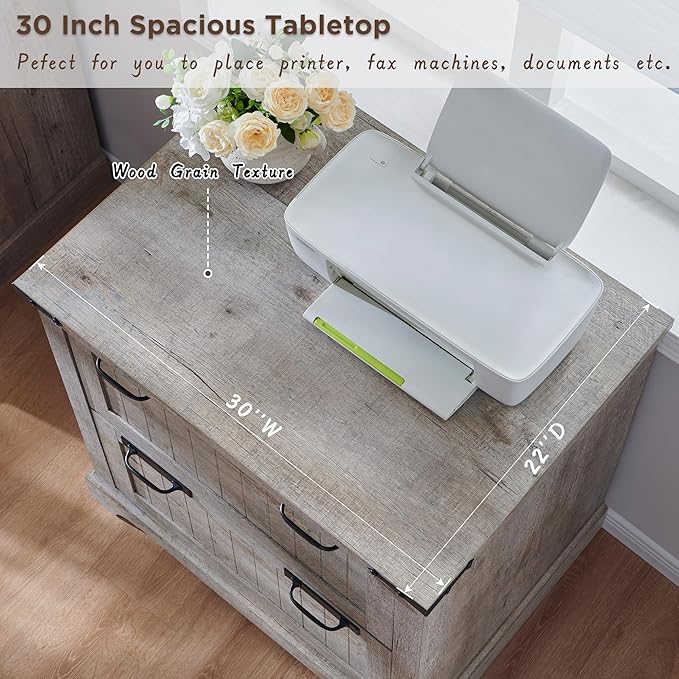 RedLemon File Cabinet with 2 Drawers, Farmhouse 30" Filing Cabinets with Hanging File Folders for A4/Letter/Legal Size Documents,Office Storage Cabinet for Study Room, Living Room(Light Rustic Oak)