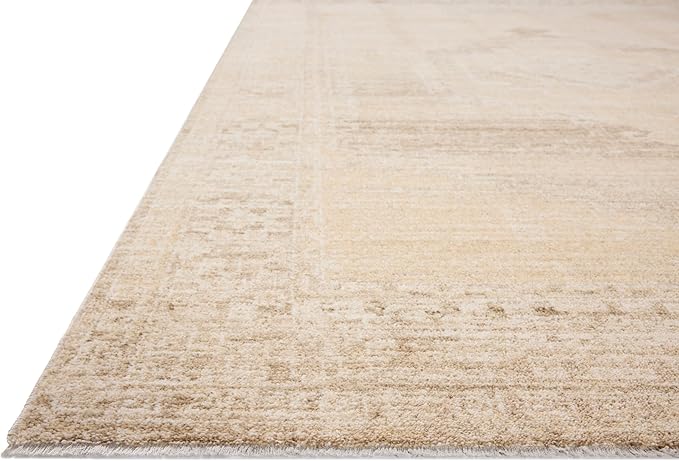 Loloi Chris Loves Julia Palma Collection PLM-07 Wheat/Taupe 2'-7" x 10'-0" Fringe Runner Rug Vintage Style Boho Living Room Bedroom Carpet