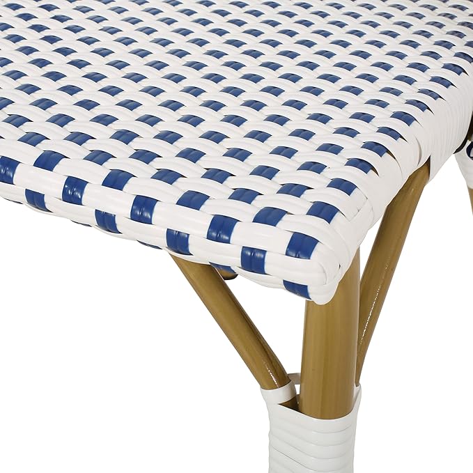 Christopher Knight Home Philomena Outdoor French Bistro Chair (Set of 4), Blue + White + Bamboo Print Finish