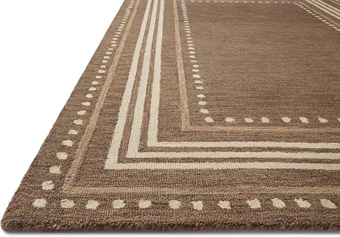 Loloi Chris Loves Julia Alfie Collection ALF-02 Bark/Natural 8'-6" x 11'-6" Area Rug Wool Neutral Living Bedroom Dining Carpet