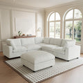 Modular Sectional Sofa, Convertible L Shaped Couch for Living Room, Deep Seat Cloud Sectional Couches, 5 Seat Comfy Modular Sofa, Couch Cushion Covers Removable, Beige