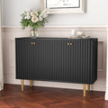 HLR Sideboard Buffet Cabinet, 48" Modern Accent Cabinet with 4 Door and Removable Shelves, Credenza with Storage for Living Room, Dinning Room, Entryway, Black
