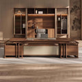 Executive Desk, 133.9 inch Executive Wood Desks L Shape Desk with Drawers with Drawers and Lockable Storage No Installation Required Without Display Racks and Bookshelves