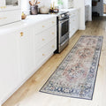 RUGGABLE Washable Vintage Runner Rug – Kamran Royal Blue 2.5x7, Stain-Resistant, Non-Slip Hallway Runner – Machine Washable Rug for Hallway, Entryway, Living Room & Kitchen–with Standard Pad