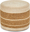 Wimarsbon 18'' Ottoman Pouf, Natural Braided Poof, Rustic Handweave Lounge Pouffe, Boho Footrest Stool for Bedroom, Accent Table or Seat for Living Room