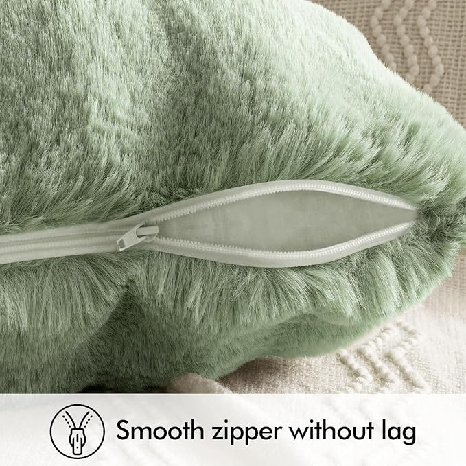 MIULEE Faux Fur Pillow Covers Thick Soft Plush Throw Pillows Luxury Home Decor for Couch Bed Bedroom Living Room Sofa,18x18 Inch Pack of 2 Sage Green