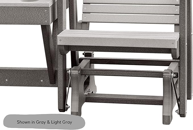 DutchCrafters Modern Horizontal Slat High Back Poly Double Glider Chairs with Center Table Outdoor Patio Furniture (White & Cedar)