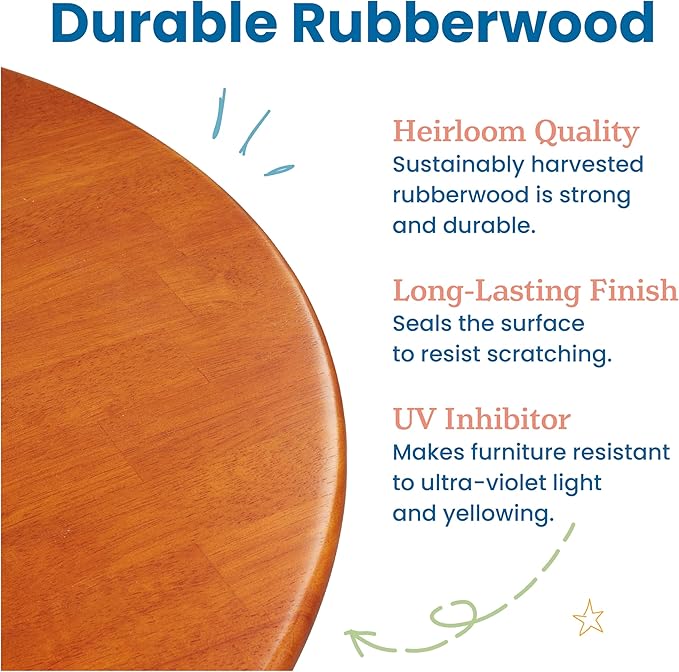 ECR4Kids 30in D Round Hardwood Table with 22in Legs, Kids Furniture, Dark Walnut