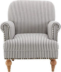 chairus Linen Accent Chair for Living Room Upholstered Mid Century Modern Single Sofa Chair with Solid Wood Legs Comfy Reading Chair Armchair for Bedroom/Office Room/Recption/Lounge, Black Stripe