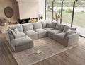 Oversized Cloud Couches for Living Room, Boneless Sectional Couch with Ottoman, 7 Seater Large Modular Sectional Sofa, Light Grey