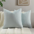 FUTEI Light Blue Chenille Throw Pillow Covers 22x22 Inch Set of 2,Soft Wide Chevron Textured Cushion Case,Farmhouse Home Decor for Couch Bed Living Room