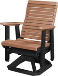 DutchCrafters Modern Horizontal Slat High Back Poly Glider Chair Outdoor Patio Furniture (Black & Cedar)