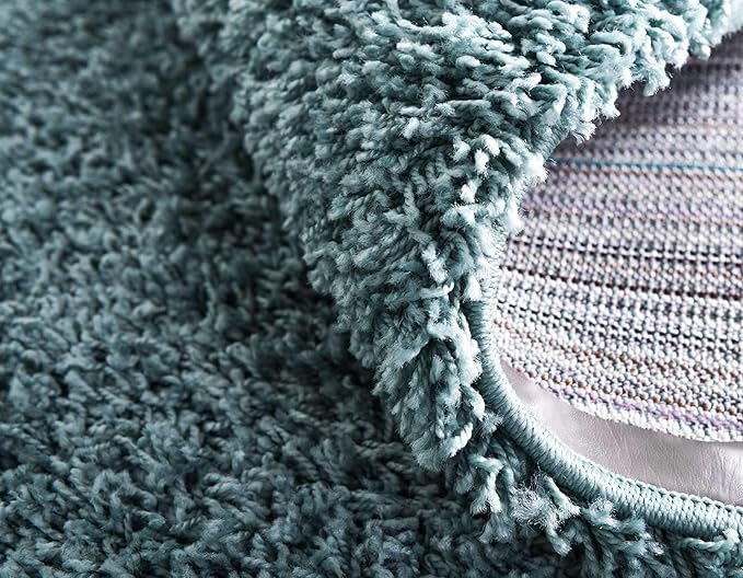 Unique Loom Solid Shag Collection Area Rug (7' 1" x 10' Rectangle, Light Slate Blue)