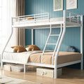 soges Twin Over Full Bunk Bed, Heavy Duty Sturdy Bunk Beds with Ladder & Guardrail, Space-Saving Metal Bed Frame for Teens Adults, White