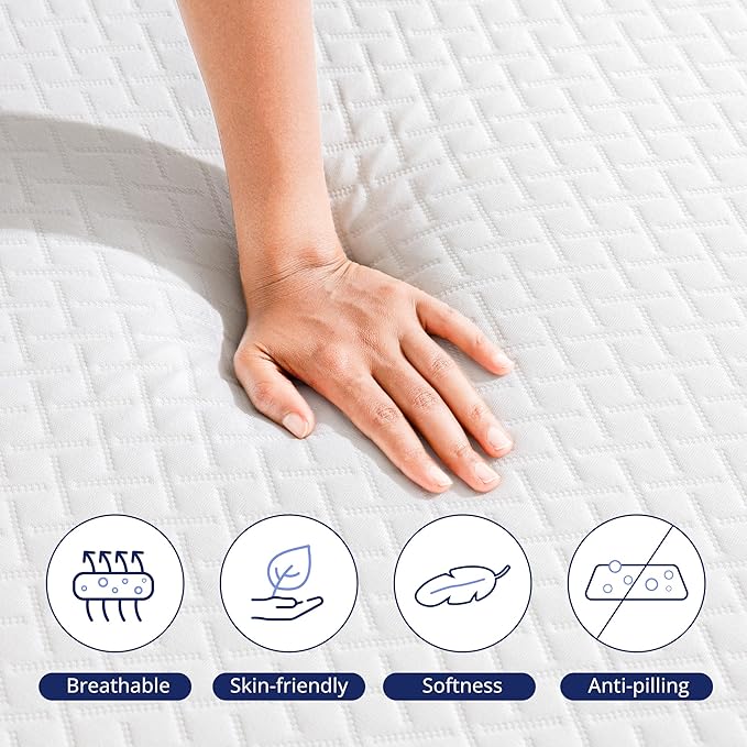 Twin Mattress 5 Inch Green Tea Memory Foam Mattress for Cool Sleep & Pressure Relief, Medium Firm Feel, Fiberglass Free, Bed in a Box, Removable Washable Cover, CertiPUR-US Certified
