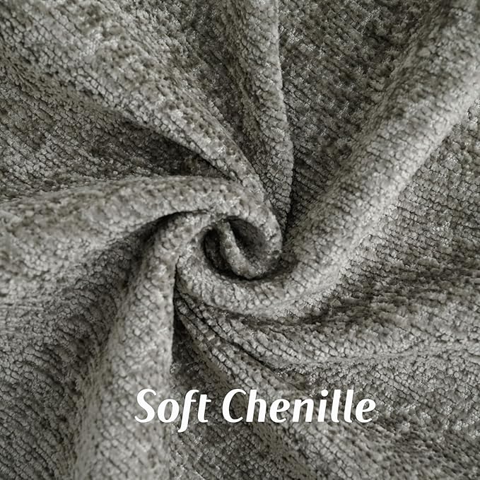 FUTEI Grey Chenille Throw Pillow Covers 18x18 Inch Set of 2,Soft Cozy Bound Edge Design Cushion Case,Home Decor for Couch Bed Living Room