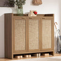 SICOTAS Shoe Storage Cabinet, 30 Pairs Rattan Shoe Cabinet Storage for Entryway, 6-Tier 41" Tall Large Shoe Cabinet, Boho Farmhouse Cabinet with Doors for Entryway Hallway Living Room Closet