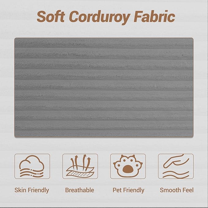 105" Cloud Sectional Couch, Modular Sectional Sofa with L-Shape Chaise, Corduroy Boneless Couches for Living Room, No Assembly, Grey
