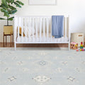 RUGGABLE Washable Vintage Area Rug – Verena Soft Blue 8x10, Stain-Resistant, Non-Slip – Large Machine Washable Rugs for Living Room, Bedroom, Hallway, Entryway & Office–with Standard Pad