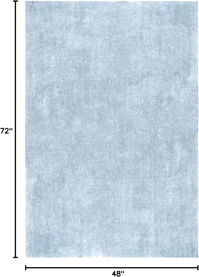 nuLOOM 4' x 6' Cozy Plush SuperiorWash Area Rug, Machine Washable, Non-Slip, Soft Fluffy Shag Carpet for Living Room Bedroom Kids Room Nursery Home Decor, Loni Light Blue