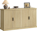 VASAGLE MAXE Collection - Buffet Cabinet, Fluted Console Cabinet, Sideboard with Adjustable Shelves, Mid Century Modern Buffet Table, 15.8 x 58.3 x 31.5 Inches, Oak Beige UBBK382Y01S