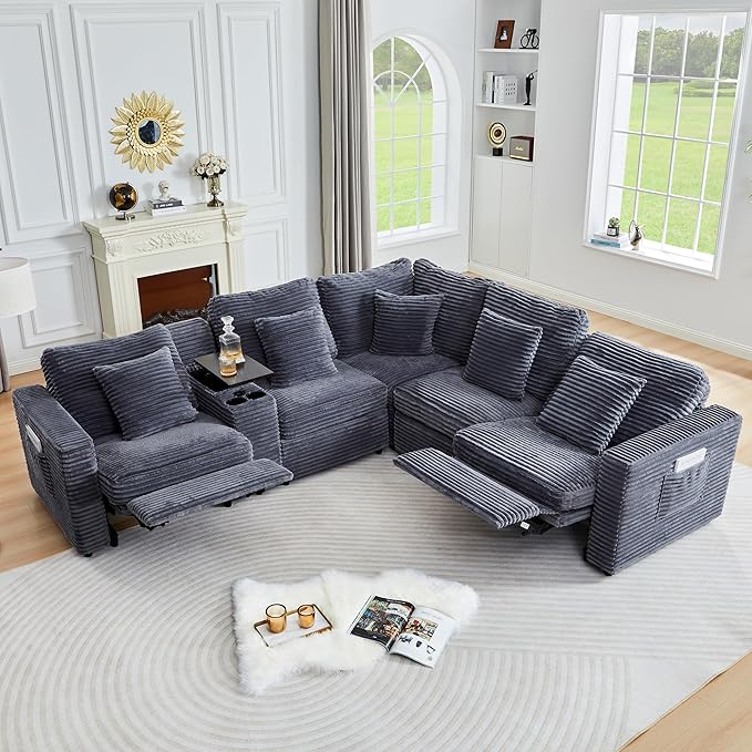 ORRD Modern Sofa Armrest Backrest for Modular Sectional Sofa Couch for Living Room-Blue Grey