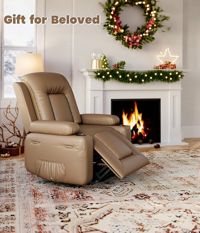 GarveeHome Power Lift Recliner Chair - Heat and Massage, Adjustable Back and Legs, PU Leather Electric Lift Chair Designed for The Elderly and People with Mobility impaired