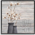 Stupell Industries Grey Sweet Home Cotton Flowers in Vase Black Framed Wall Art, 12 x 12, Multi-Color