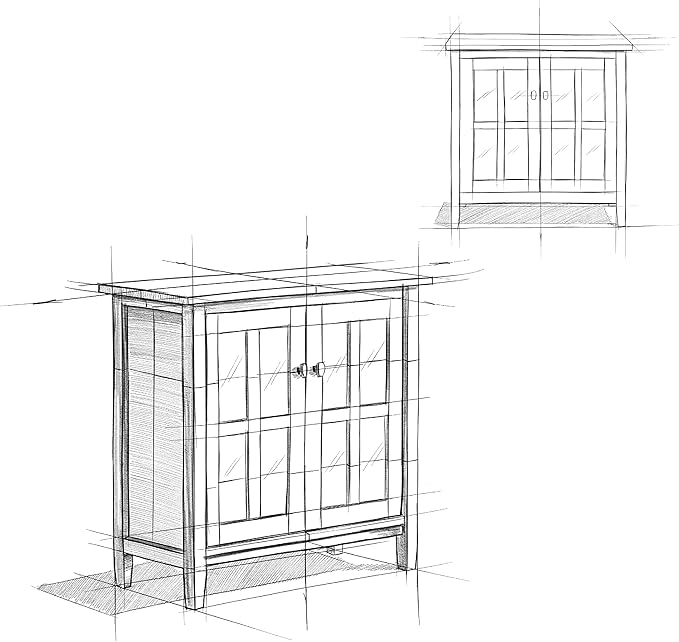 SIMPLIHOME Warm Shaker SOLID WOOD 32 inch Wide Transitional Low Storage Cabinet in Distressed Grey for the Living Room, Entryway and Family Room