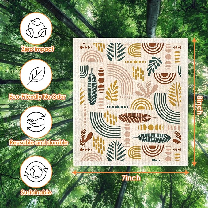 Morigins Swedish Dishcloths for Kitchen,6 Pack Minimalist Swedish Dish Towels,Cellulose Sponge Cloths,Non Scratch Reusable Paper Towels, Biodegradable and Reusable Kitchen Dish Rags