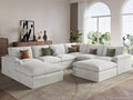 EASE MOOSE Oversized Sectional Cloud Couch-8-Seat, Corner V-Shaped Deep-Seat Modular Boneless Sofa, No-Assembly Chenille Sofa for Living Room, White