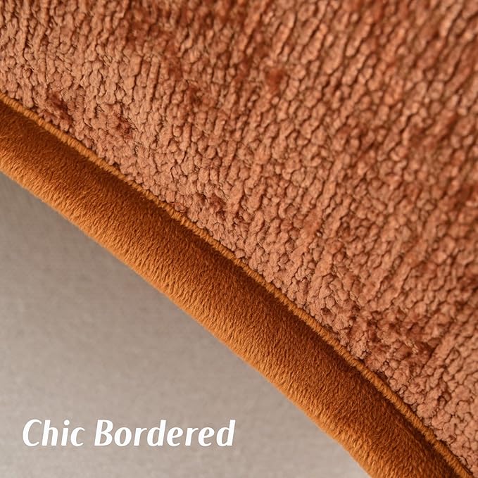 FUTEI Rust Chenille Throw Pillow Covers 20x20 Inch Set of 2,Soft Cozy Bound Edge Design Cushion Case,Home Decor for Couch Bed Living Room