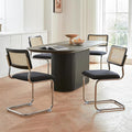 Black Chrome Rattan Dining Chairs Set of 4,Wooden Mid-Century Modern Kitchen Chairs, Mesh Back Cane Dining Room Chair, Cesca Design Chairs with Metal Chrome Legs