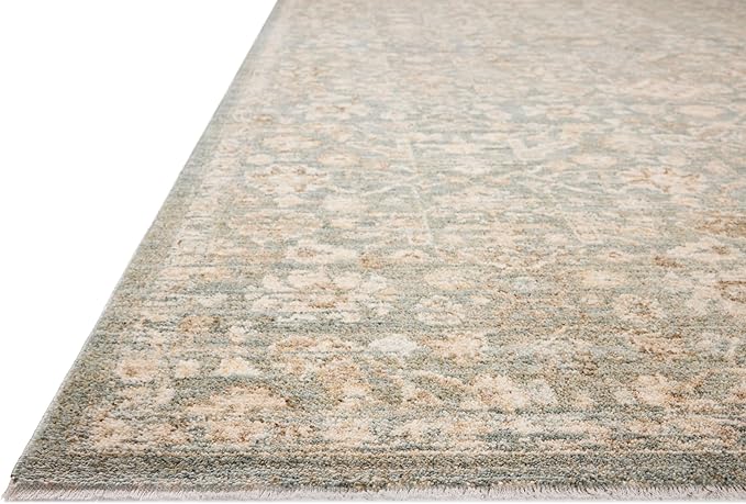 Loloi Chris Loves Julia Palma Collection PLM-05 Blue/Natural 5'-3" x 7'-6" Area Rug Vintage Style Boho Living Room Bedroom Carpet