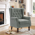 Lumibee High Back Accent Chair,Upholstered Wingback Armchair with Solid Wood Legs for Small Spaces,Comfy Single Sofa Chair for Living Room,Bedroom,Office-Gray