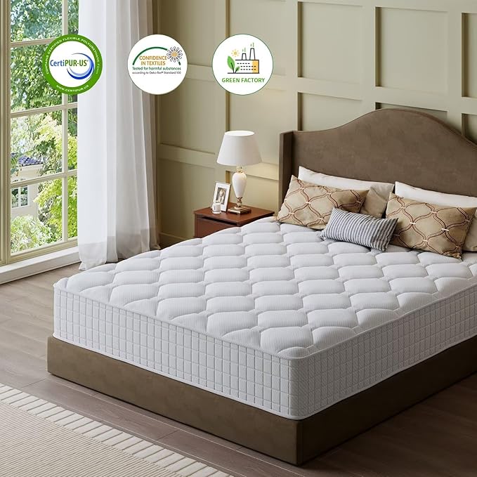 [New Version]Twin Mattress 12 Inch Hybrid Mattress Queen Size, Cooling-Gel Memory Foam & Pocket Springs, Firm Support for Back Pain Relief, Motion Isolation, CertiPUR-US Certified, Bed in a Box