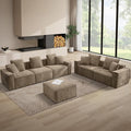 WILLOVE Modular Sectional Sofa Set, Chenille Cloud Couch with Wide Armrests & 8 Pillows, Deep Seat Couches for Living Room, 2+4-Seater Khaki