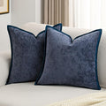 FUTEI Navy Blue Chenille Throw Pillow Covers 26x26 Inch Set of 2,Soft Cozy Bound Edge Design Euro Pillow Sham,Home Decor for Couch Bed Living Room