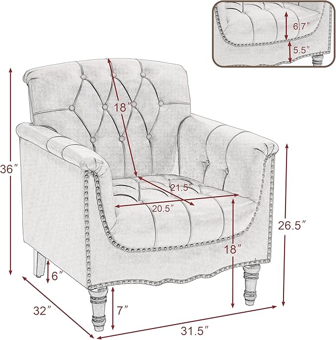 UIXE Faux Leather Accent Chairs Set of 2, Comfy Club Chair Upholstered Armchair for Living Room, Button Tufted Arm Chair Retro Single Sofa Side Reding Seat for Bedroom - Brown