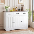 Gizoon Farmhouse Sideboard Buffet Cabinet, 42.5'' Kitchen Storage Cabinets with 3 Drawers and Barn Doors, Wood Coffee Bar Cabinet with Adjustable Shelf for Kitchen, Dining Room, Living Room, Grey