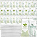 50 Pcs Moist Towelettes Individually Wrapped Scented Disposable Face Towels Essential Oil Infused Moist Terry Cotton Towel for Use Hot or Cold Travel Body Spa (Mint, Eucalyptus Leaves)