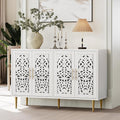 ARTPOWER 47.8" Accent Cabinet with 4 Doors, Vintage Hollow Carving Buffet Cabinet, Sideboards and Buffets with Storage, Credenza for Living Room, Kitchen, Dining Room, Entryway, Hallway, White