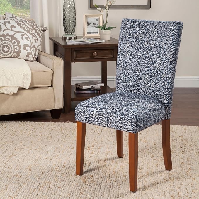 HomePop Parsons Classic Upholstered Accent Dining Chair, Set of 2, Navy