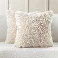 FUTEI Beige Decorative Throw Pillow Covers 20x20 Inch Set of 2,Soft Fluffy Faux Wool Fur Boucle Textured Cushion Case,Modern Home Decor for Couch Bed Living Room Office