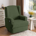 Boucle Swivel Glider Recliner Chair for Adults - Plush High Back Rocker with Deep Seat, Manual Reclining Upholstered Armchair for Living Room or Nursery, Textured Fabric Accent Chair-Green