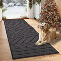Tindbea Dog Mat for Muddy Paws,Absorbs Moisture Dirt Non-Slip Washable Mud Mat for Dogs,Soft Rubber Backing Front Inside Pet Rug for Entryway, Mud Dog Paws, Patio(24"x59",Charcoal)