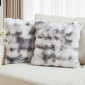FUTEI Grey White Decorative Throw Pillow Covers 18x18 Inch Set of 2,Soft Fuzzy Faux Rabbit Fur Cushion Covers with Raised Texture,Neutral Boho Home Decor for Couch Bed Living Room
