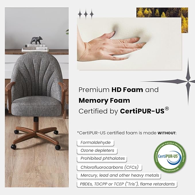 Chromcraft Set of 4 Swivel Tilt Chairs, Luxe Wooden Arm All-Metal Pedestal Base Chairs with Wheels for Kitchen