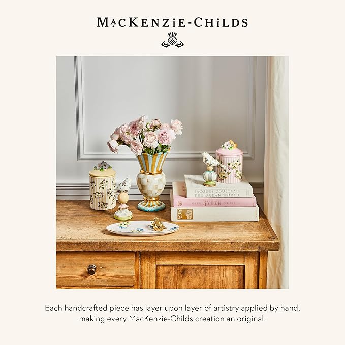 MACKENZIE-CHILDS Bird Topiaries, Decorative Bird Decor for Living Room or Bedroom Table Decor, Set of 2, Wildflowers